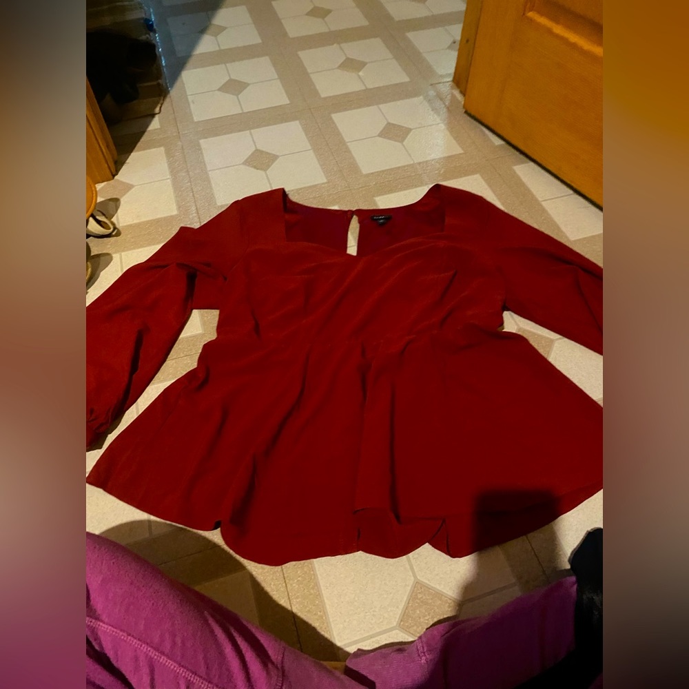 Maroon red long sleeve peplum top - TORRID Size 2 (US Women's 20-22)
